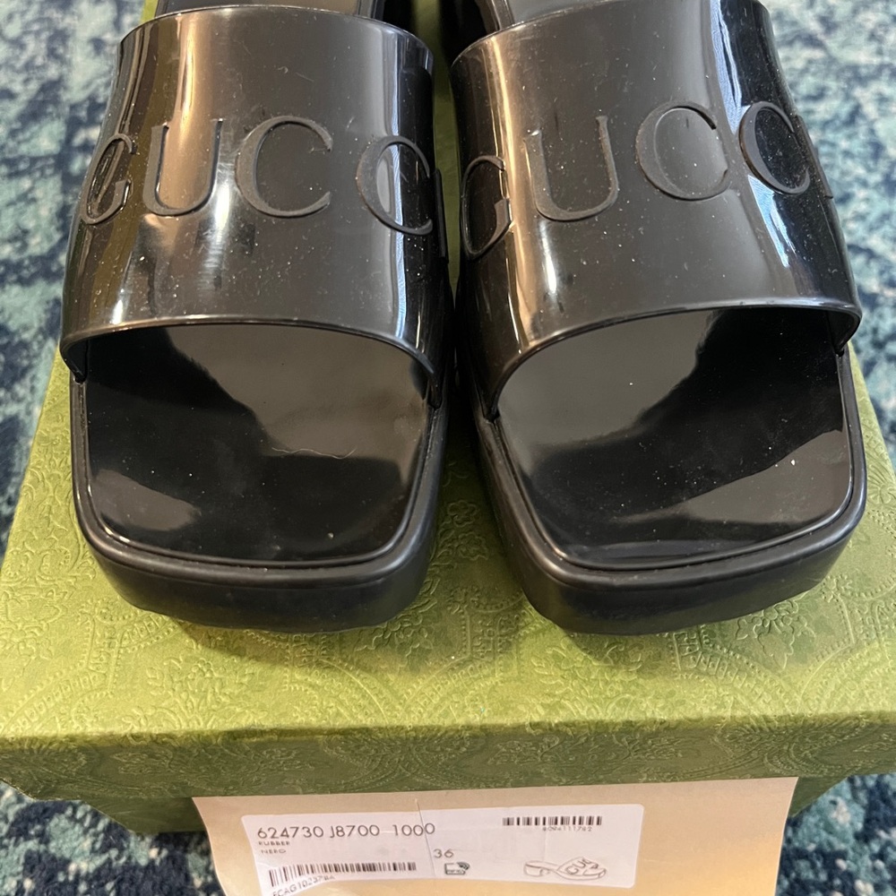 Gucci Black Rubber Slides